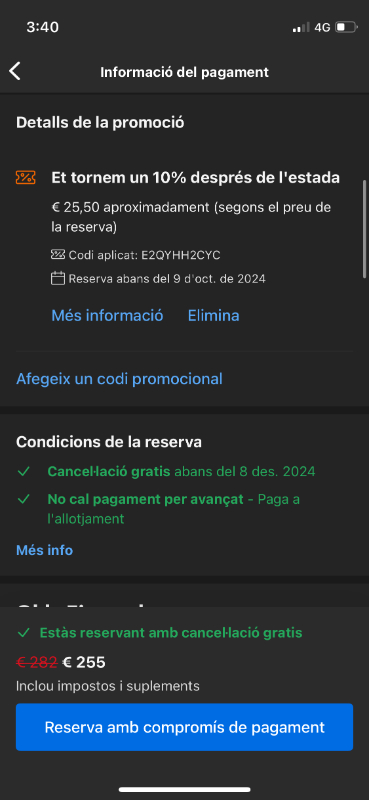 Descompte aplicat Booking